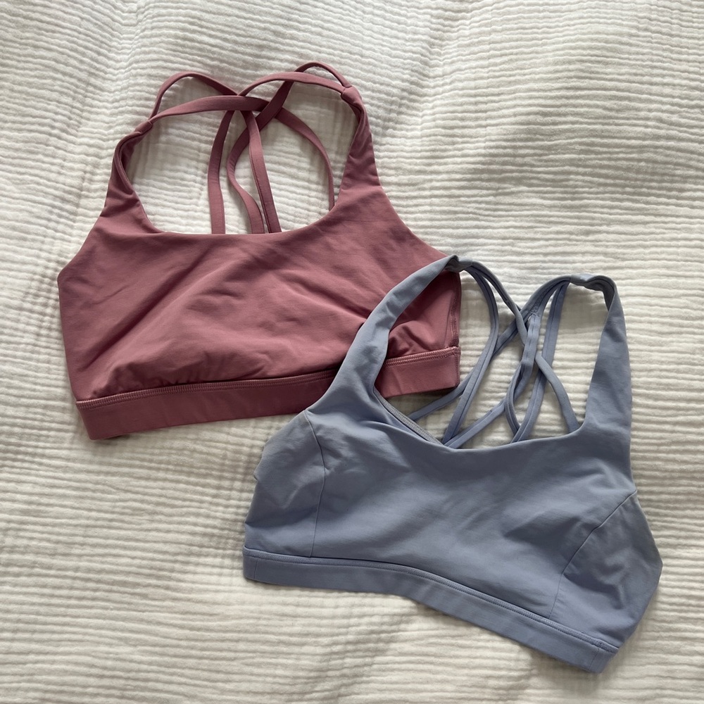 lululemon pastel pink and blue energy bras